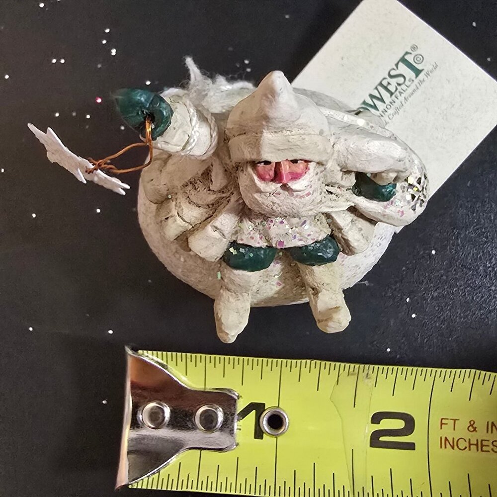NWT Pam Schifferl Santa On Glittered Snowball Ornament Star Accents by Midwest - Picture 12 of 13